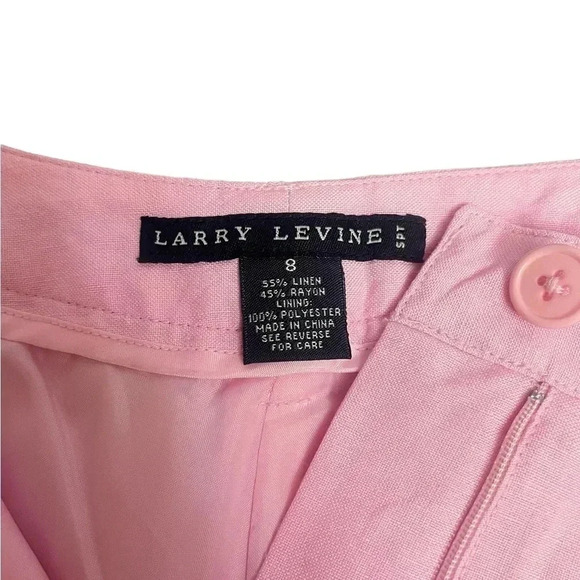 Larry Levine Linen Blend Pink Embroidered Wide Leg Cropped Pants Womens size 8 - Picture 5 of 14